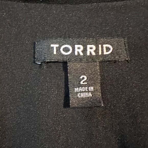 Torrid Womens Suit Jacket Blazer Stretch Open Front Pockets Long Sleeve Black - Picture 7 of 10